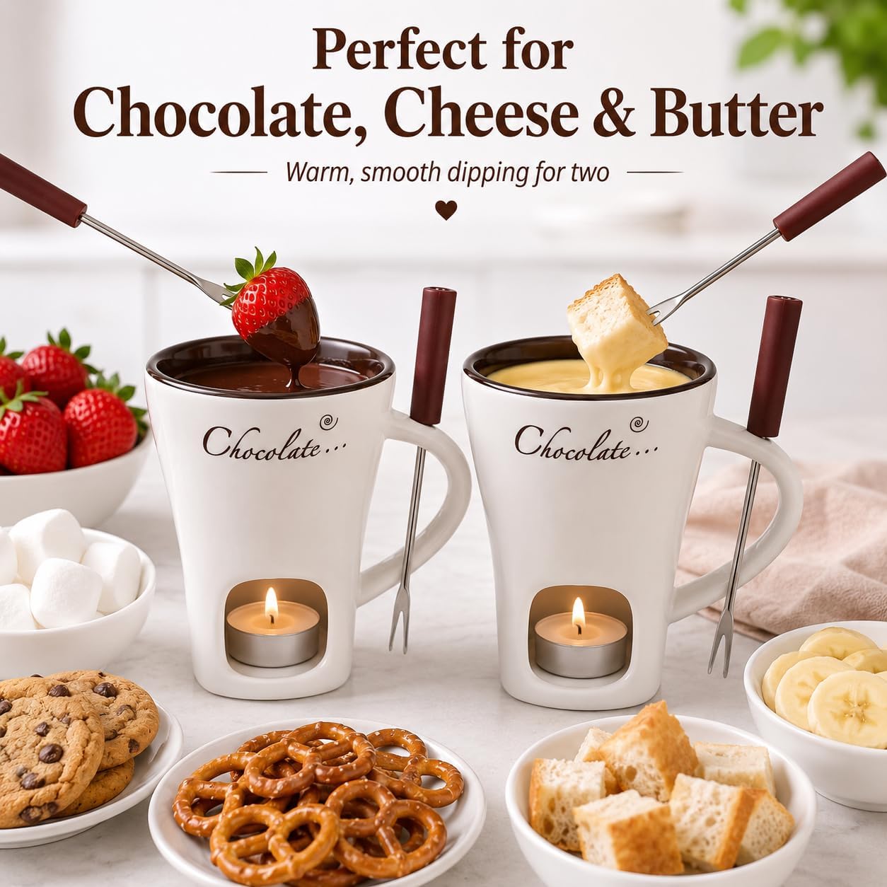 Fondue Pot Ceramic - Taza de Cerámica para Fondue con