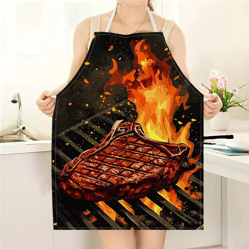 Home Cooking Steak - Delantal de Cocina con Estampado de