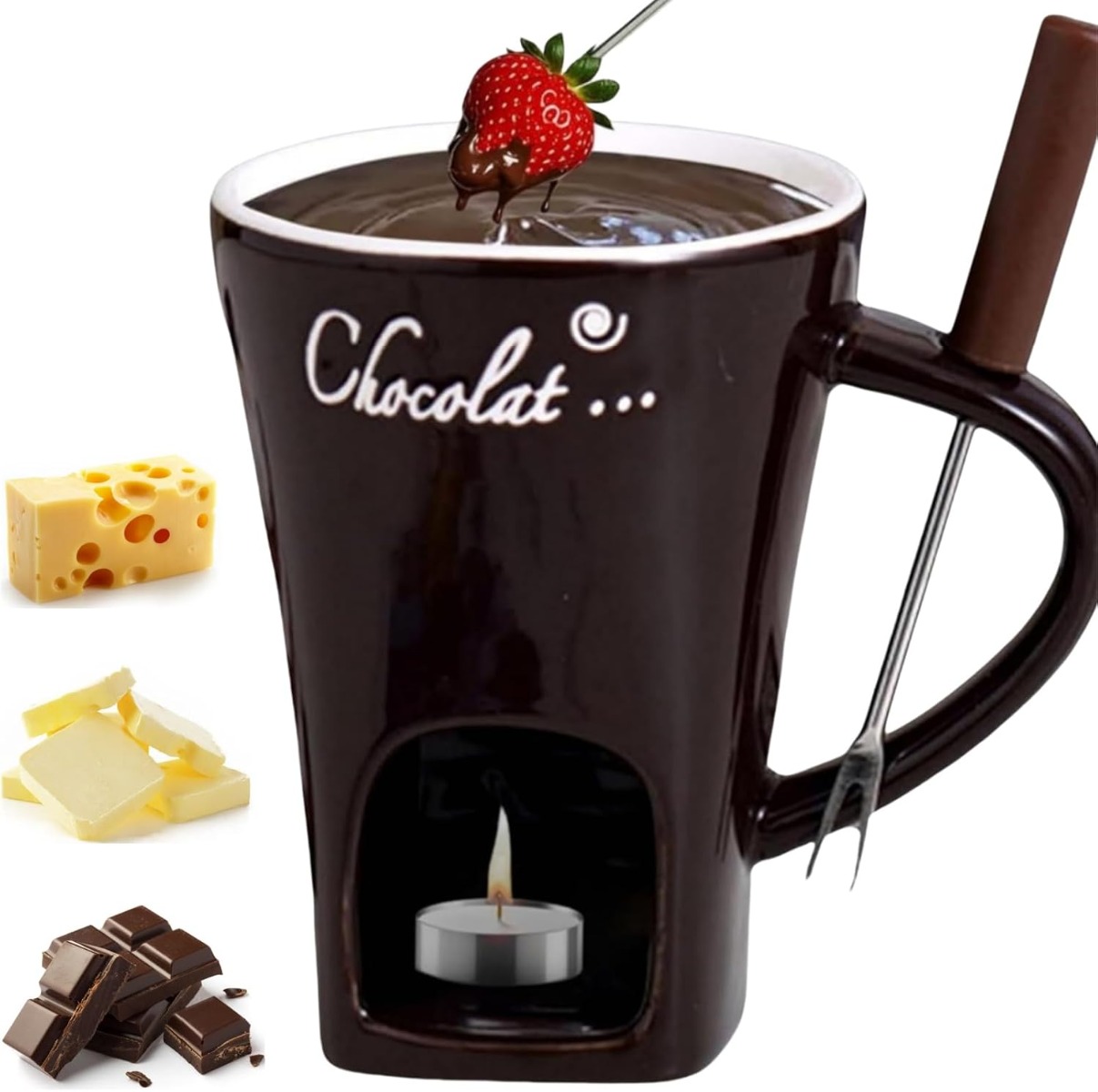 Fondue Pot Ceramic - Taza de Cerámica Multifuncional para Fondue