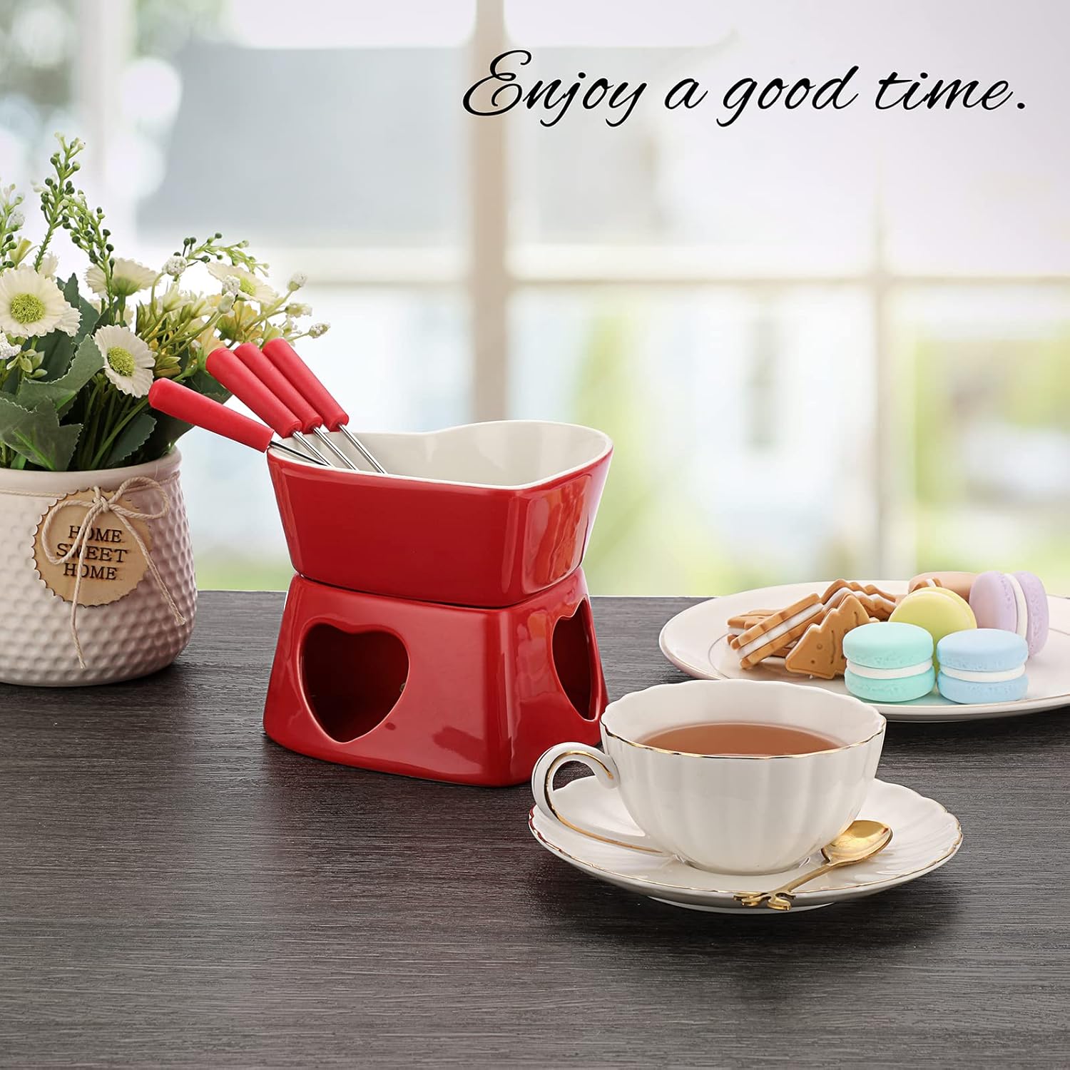 Juego de ollas para fondue de  - Fondue Pot Ceramic reseña y precio