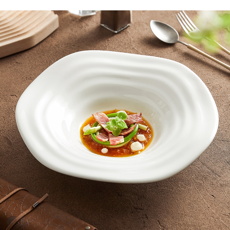 Plato de ensalada blanco de fo - Home Cooking Steak reseña y precio